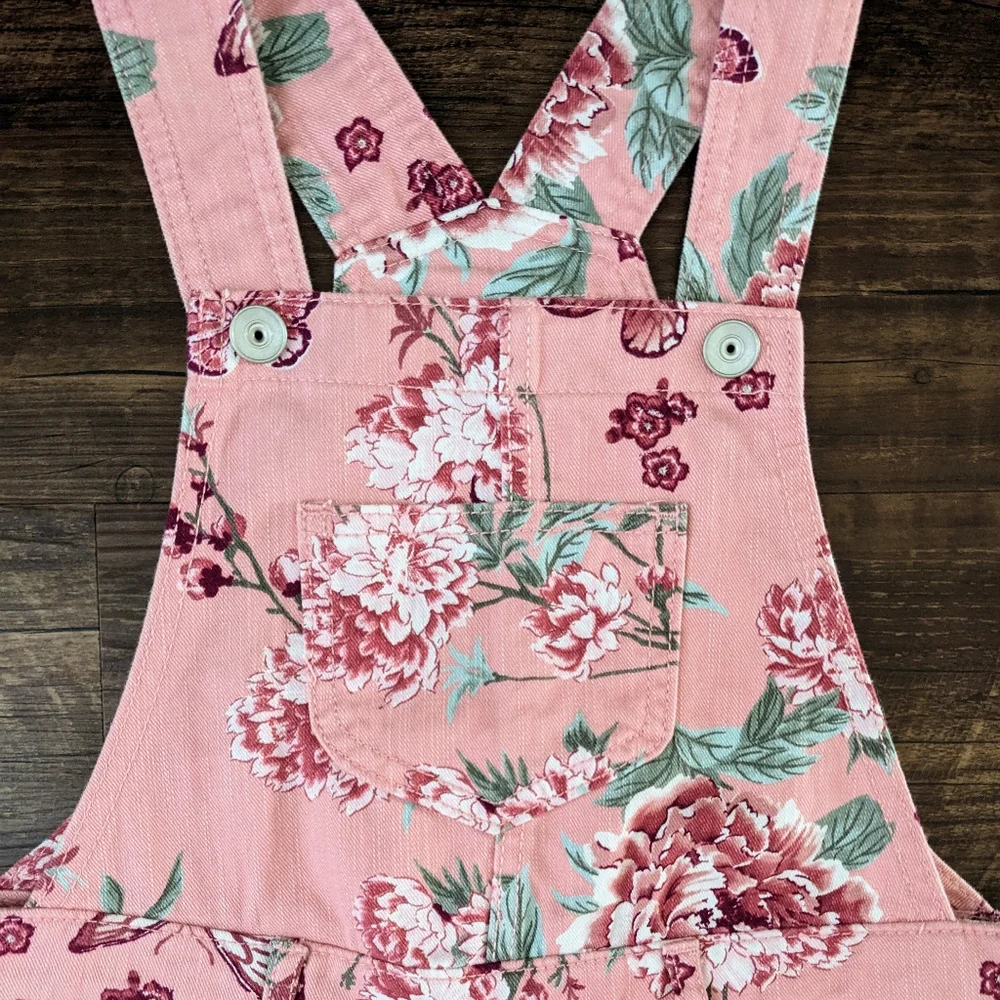Children's Place Pink Floral Shortalls Overalls
